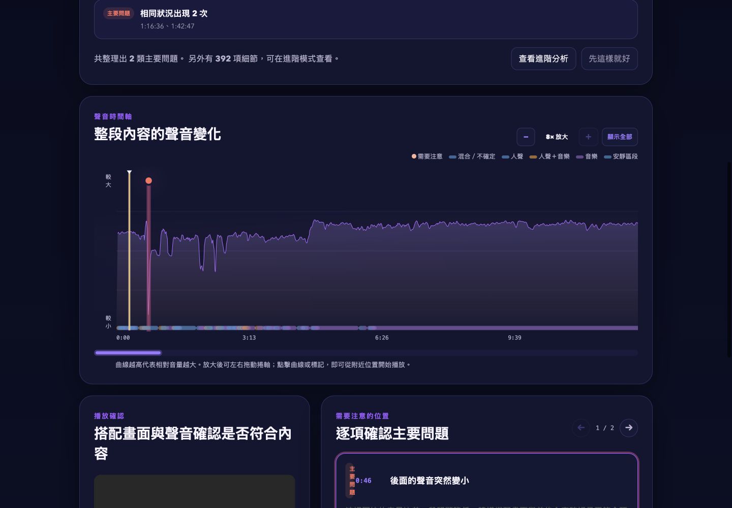AudioCheck 問題片段人工確認與逐項播放介面